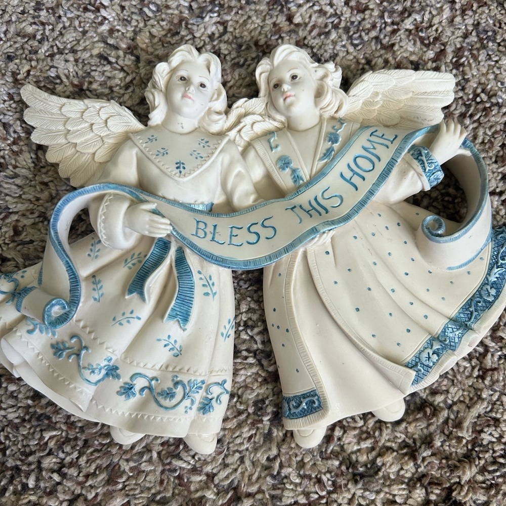 Charming Angel Wall Decor with Blue Accents